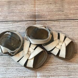 White salt water sandals